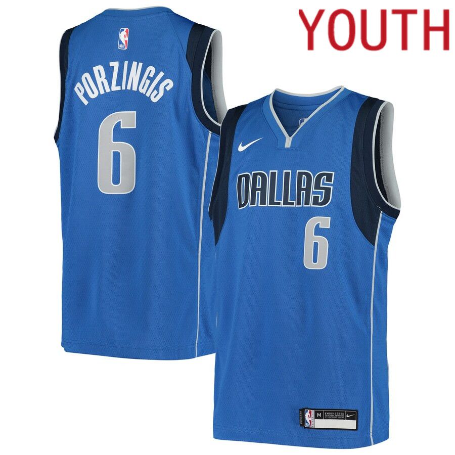 Youth Dallas Mavericks #6 Kristaps Porzingis Nike Blue Swingman NBA Jersey